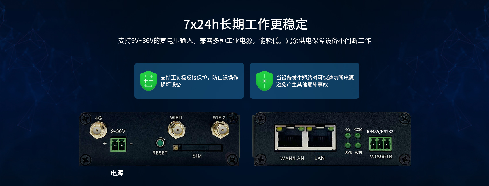 通用4G工业网关-
工业网关7X24小时不间断工作