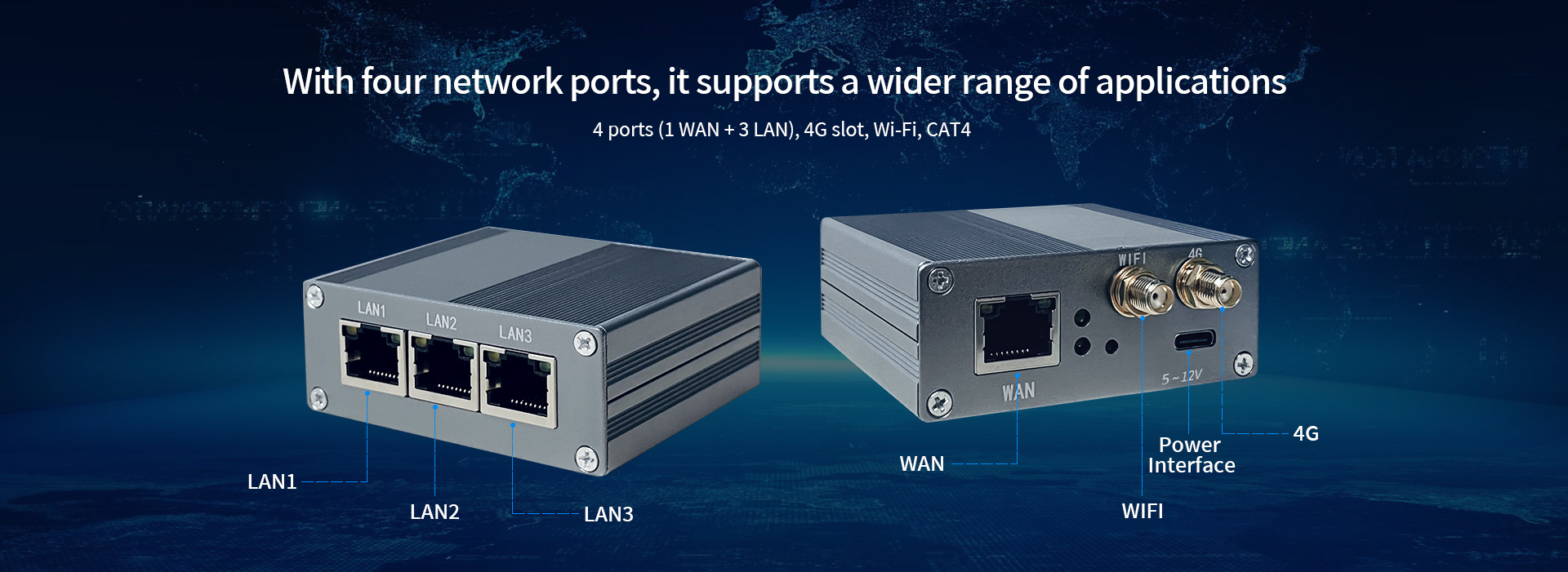 4G industrial router-
With four network ports, it supports a wider range of applications