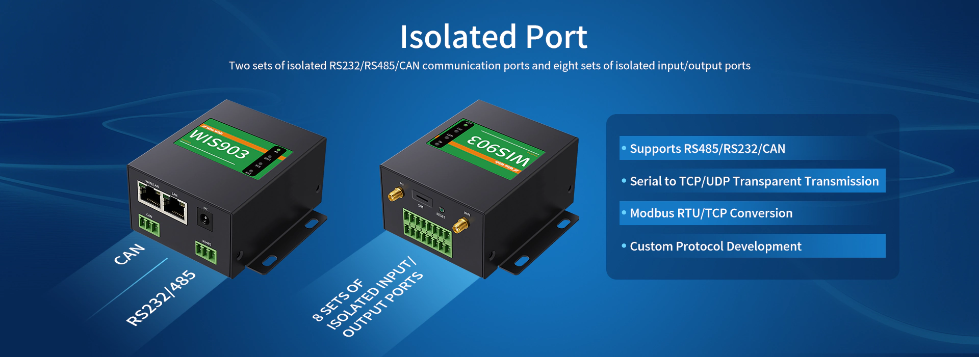 Enhanced 4G Industrial
Gateway-Isolated Port